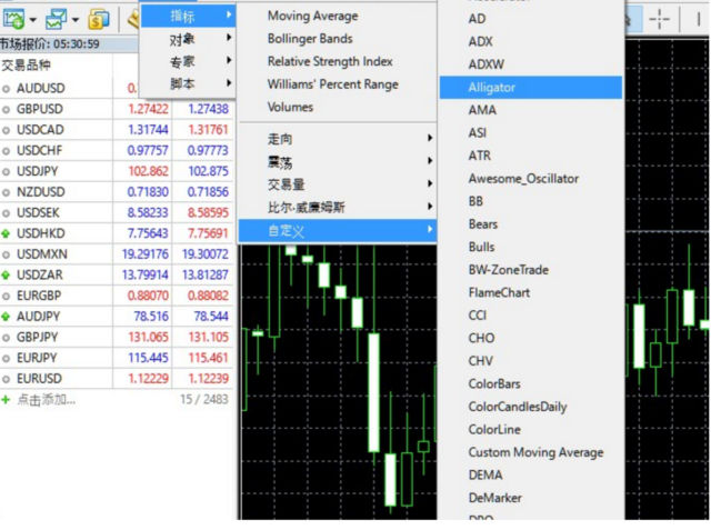 如何在MT4平台软件中设置鳄鱼线指标的参数？